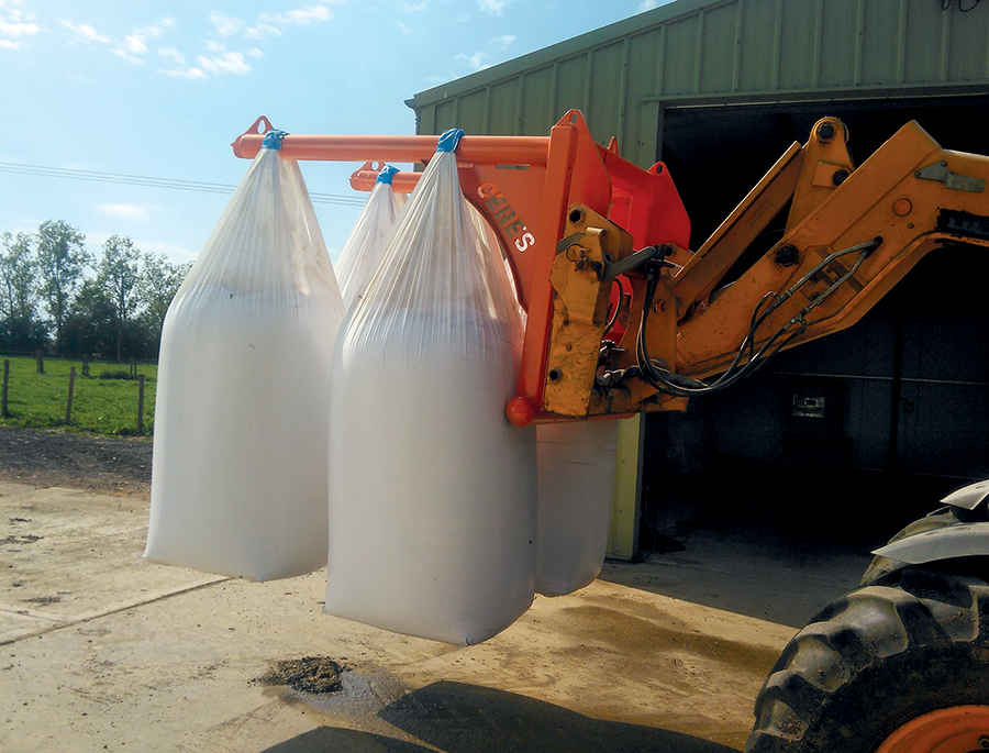 Ceres bag buddy being moved by telehandler